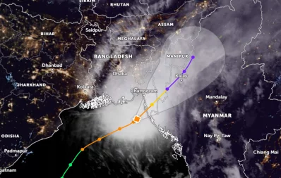 A screengrab of Cyclone Hamoon from Zoom Earth