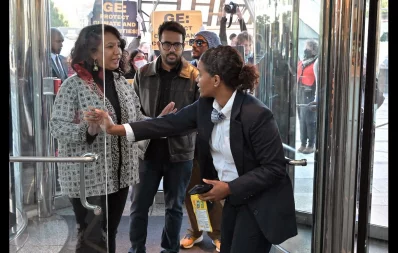 Security turned the artists and activists away at the door. Photo: Courtesy