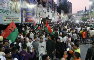 BNP men gather at Naya Paltan ahead of Saturday&rsquo;s rally. Photo: Mahmud Hossain Opu/Dhaka Tribune
