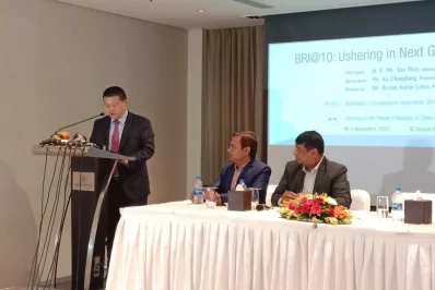 Chinese Ambassador to Bangladesh Yao Wen at an event on Thursday, 11/09/2023. Photo credit: Dhaka Tribune