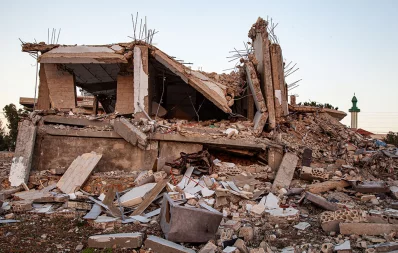 The ruins of a house after an Israeli air raid in Majdal Zoun on December 17, 2023. Photo: AFP