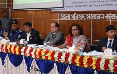 Chief Election Commissioner (CEC) Kazi Habibul Awal attends a view-exchange meeting at the district parishad auditorium in Mymensingh city on Sunday morning, December 24, 2023. Photo: Bangla Tribune