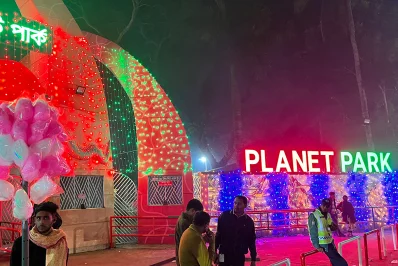 Photo shows Bangabandhu Udyan in Barisal decorated ahead of Prime Minister Sheikh Hasina’s public meeting on Thursday, December 28, 2023. Photo: Ali Asif Shawon