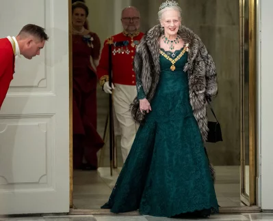 Queen Margrethe II of Denmark arrives for a State Banquet at Christiansborg Castle in Copenhagen on November 6, 2023. Photo: AFP