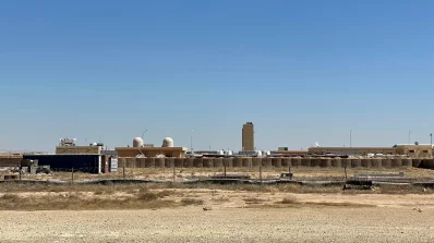 This picture taken on July 8, 2021 shows a view of the Ain al-Assad air base hosting US forces in Iraq in the western Anbar province, a day after fourteen rockets were fired at the base. Photo: AFP