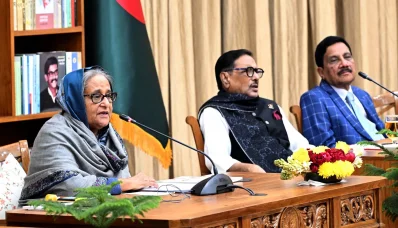 Prime Minister Sheikh Hasina speaks at a meeting of Awami League Central Working Committee in her official Ganabhaban residence on Monday evening, January 22, 2024. Photo: PMO