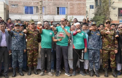 Dhaka North City Corporation (DNCC) Mayor Atiqul Islam is seen participating in Paris Canal cleanliness drive in Mirpur, Dhaka, on Friday, February 2, 2024. Photo: Courtesy