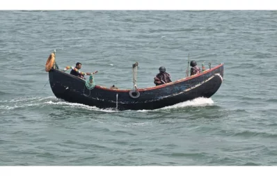 Members of security forces have been patrolling the Naf River in Teknaf recently. Photo: Bangla Tribune