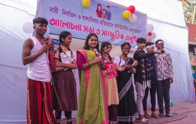 A cultural function takes place during the one-day campaign organized by SAJIDA Foundation, in collaboration with Plan International Bangladesh, in Dhaka on February 16, 2024. Photo: Courtesy