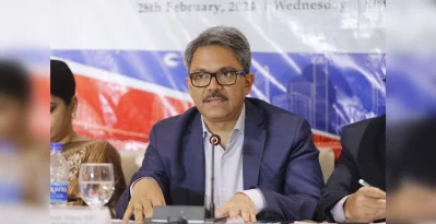 Rajshahi-6 MP Md Shahriar Alam speaking at an event in Dhaka on Wednesday, February 28, 2023. Photo: Mahmud Hossain Opu/Dhaka Tribune