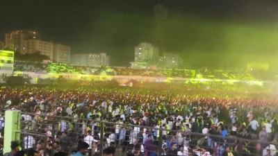 Crowds gather at the Joy Bangla Concert at Chittagong`s MA Aziz Stadium on Thursday, March 7, 2024. Photo: Courtesy