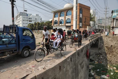 The image shows a bridge that connects Kamrangirchar with Dhaka. Photo: Ahadul Karim Ahad/Dhaka Tribune