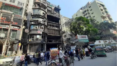 The image shows the gutted Green Cozy Cottage at Bailey Road, Dhaka on Sunday, March 10, 2024. Photo: Bangla Tribune