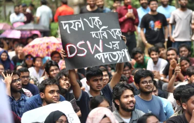 Buet students continued their demonstration for the second day at the campus in Dhaka on Saturday, March 30, 2024. Photo: Ahadul Karim Khan/Dhaka Tribune