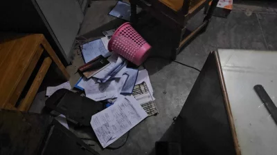The image shows the aftermath of a robbery incident in Ruma upazila of Bandarban. Photo: Dhaka Tribune