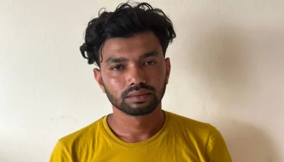 The image shows the arrested driver, who helped KNF members in recent bank robberies and looting, in Bandarban on Monday, April 8, 2024. Photo: Dhaka Tribune