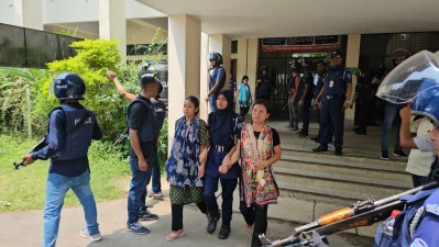The suspected KNF members are produced before Bandarban court on Thursday, April 18, 2024. Photo: Dhaka Tribune