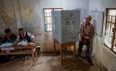 A man leaves after casting his vote at a remote polling station in Nongriat village, during the first phase of the election, in Shillong in the northeastern state of Meghalaya, India, on Friday, April 19, 2024. Photo: Reuters