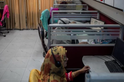 The image shows the activities of Krishi Call Centre  at Khamarbari in the capital’s Farmgate. Photo: Bangla Tribune