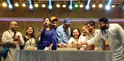Anjan Dutt cutting Mala`s 31st birthday cake at the end of the concert at Purbachal`s Dhaka Arena in memory of Mala on Saturday, May 11, 2024. Photo: Shariar Ibrahim/ Dhaka Tribune