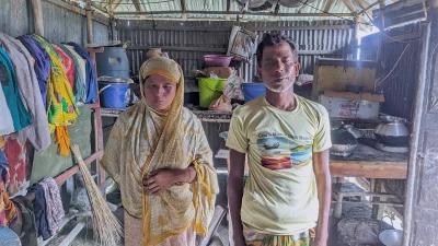 Md Shah Jamal and his wife in their single room house - Courtesy