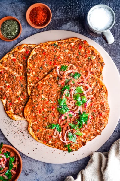 Turkish thin-crusted pizza