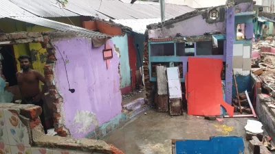 The image shows the partially demolished houses at Mironjilla Sweeper Colony under DSCC in Old Dhaka. Photo: Collected