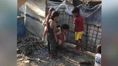 The image shows a group of Rohingya children at a camp. Photo: Courtesy