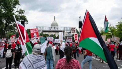 Pro-Palestinian demonstrators protest near the US Capitol before Israeli Prime Minister Benjamin Netanyahu addresses a joint meeting of Congress on July 24, 2024, in Washington, DC. Photo: AFP