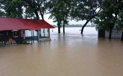 The image shows the flood situation in Comilla on Thursday, August 22, 2024. Photo: Dhaka Tribune 