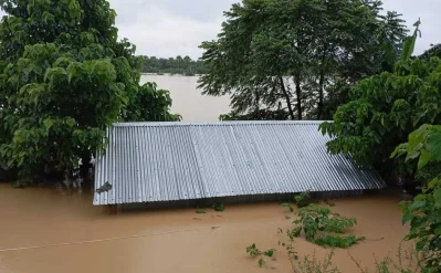 The image shows the flood situation in Comilla on Thursday, August 22, 2024. Photo: Dhaka Tribune