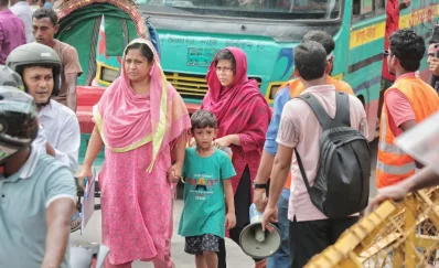 Outsourcing workers protest lead to citywide traffic jam on Saturday, October 19, 2024. Photo: Ahadul Karim Khan/ Dhaka Tribune