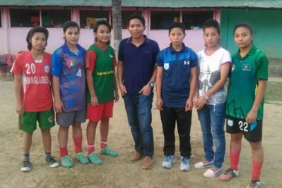 Monika during her days as a Mogachhari Primary School footballer
