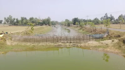 Canal grabbing in Shyamnagar upazila. Photo: Rice Today, IRRI