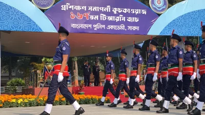 The passing out parade at Rajshahi Police Academy, on Sunday, January 12, 2025. Photo: Dhaka Tribune