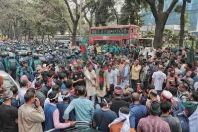 BDR carnage protesters break police barricade, enter Secretariat area on Thursday, February 12, 2025. Photo: Ahadul Karim Khan Ahad/Dhaka Tribune