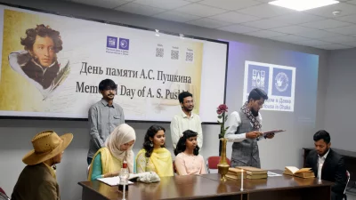 Students recited famous Pushkin poems like Winter Morning. Photo: Courtesy