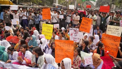 Students protest at Shahbagh demanding justice for violence against women on March 11, 2025. Photo: Ahadul Karim Khan Ahad/Dhaka Tribune