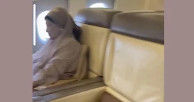 BNP Chairperson Khaleda Zia is pictured in a special air ambulance provided by the amir of Qatar on Monday night, May 5, 2025. Photo: UNB