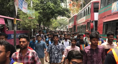 JnU protesters demand housing allowance, approval of proposed full budget, and fulfilment of three-point charter. Photo: Dhaka Tribune