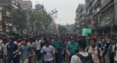JnU protesters demand housing allowance, approval of proposed full budget, and fulfilment of three-point charter. Photo: Dhaka Tribune