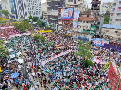 Thousands of activists flooded Dhaka Naya Paltan and nearby areas on Wednesday as three wings of the Bangladesh Nationalist Party (BNP) - Jubo Dal, Swechhasebak Dal and Chhatra Dal - gathered for a rally demanding the political rights of the youths. Photo: Mahmud Hossain Opu/Dhaka Tribune