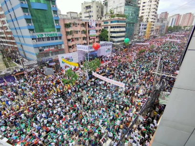 A rally titled Establishing the Political Rights of the Youth, organized by three BNP-affiliated bodies on Wednesday, May 28, 2025. Photo: Mahmud Hossain Opu/Dhaka Tribune