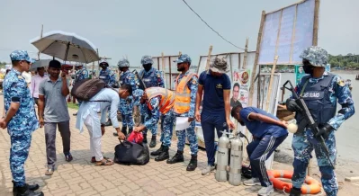 Ahead of Eid-ul-Azha, Coast Guard West Zone has undertaken special measures at key launch, ferry, and boat terminals. Photo: Dhaka Tribune