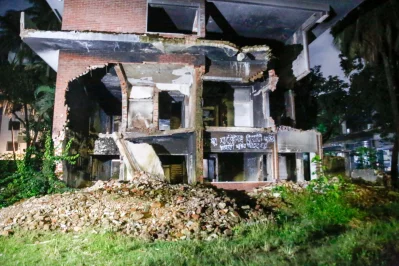 The ruins of Dhanmondi 32, the house of Bangabandhu Sheikh Mujibur Rahman. Photo: Mehedi Hasan/Dhaka Tribune