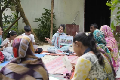 Children and adolescents engage in a vital session on hygiene, safe water and menstrual health. Photo: Courtesy