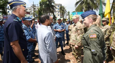 `Operation Pacific Angel 25-3` with participation of Bangladesh Air Force and United States Pacific Air Forces, an Encap ceremony was held at Anwara upazila health complex, Chittagong, on Thursday. Photo: Courtesy