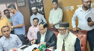 Religious Advisor Dr AFM Khalid Hossain announced the Hajj packages for 2026 at the Ministry of Religious Affairs. Photo: Bangla Tribune