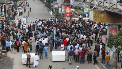 HSC examinees protest in Dhaka`s Science Lab area, demanding the education minister`s resignation on Tuesday, July 14, 2026. Photo: Abir Ahmmed Shupto/Dhaka Tribune