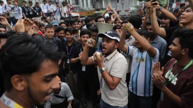 HSC examinees protest in Dhaka`s Science Lab area, demanding the education minister`s resignation on Tuesday, July 14, 2026. Photo: Abir Ahmmed Shupto/Dhaka Tribune